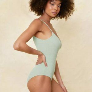 NWT Ribbed Strappy High Leg Bodysuit